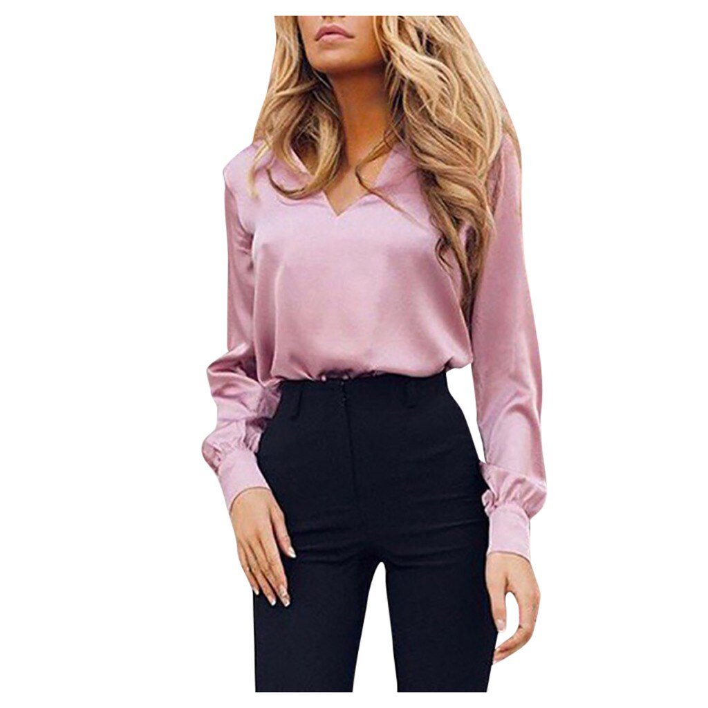 MODACHIC - Chemisier en satin manches longues élégant femme blouse rouge -