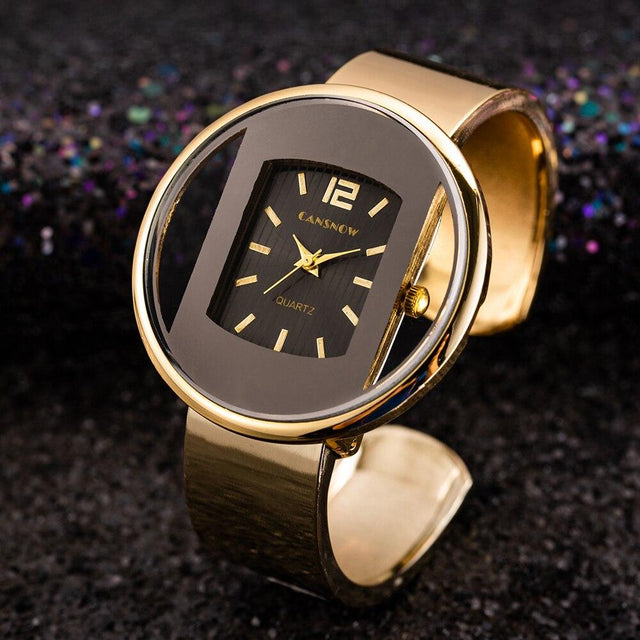 Bracelet Montre de luxe à Quartz - Or Rose Noir