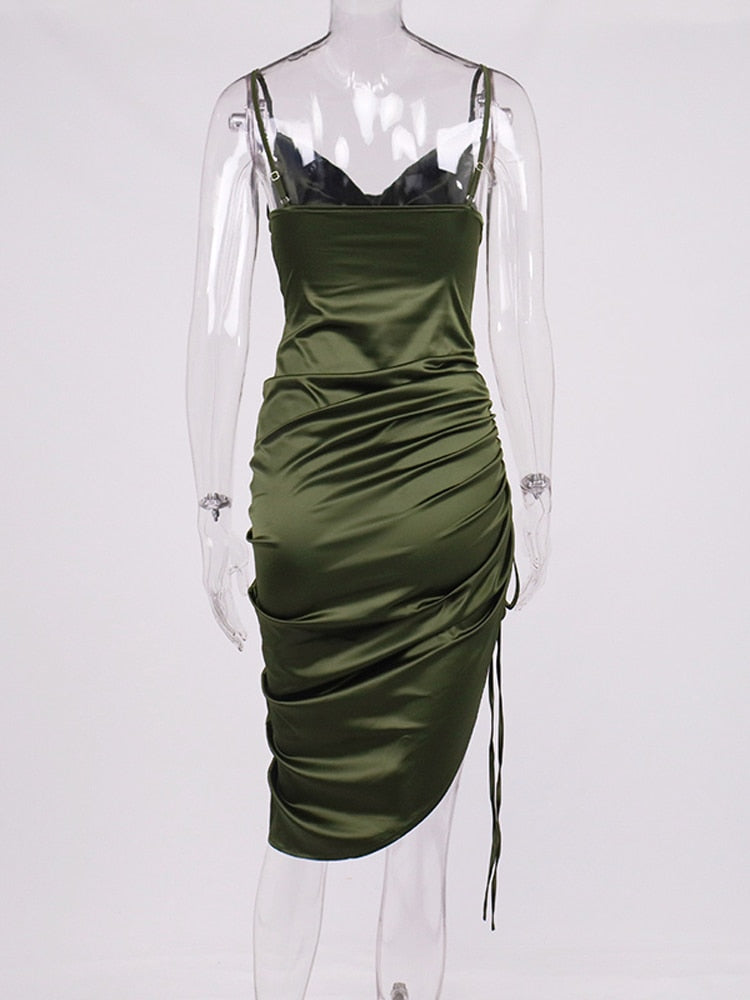 Robe longue froncée en satin Jalia