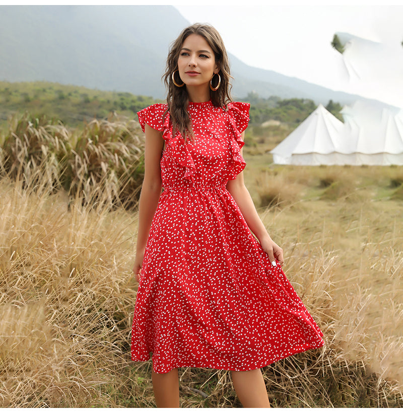 Schickes rotes Bohemian-Kleid