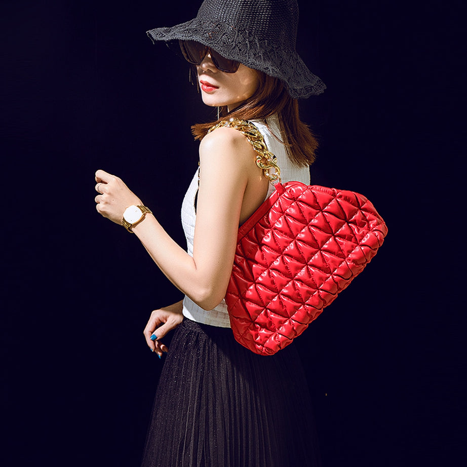 Luxury Quilted Baggy Leather Handbag