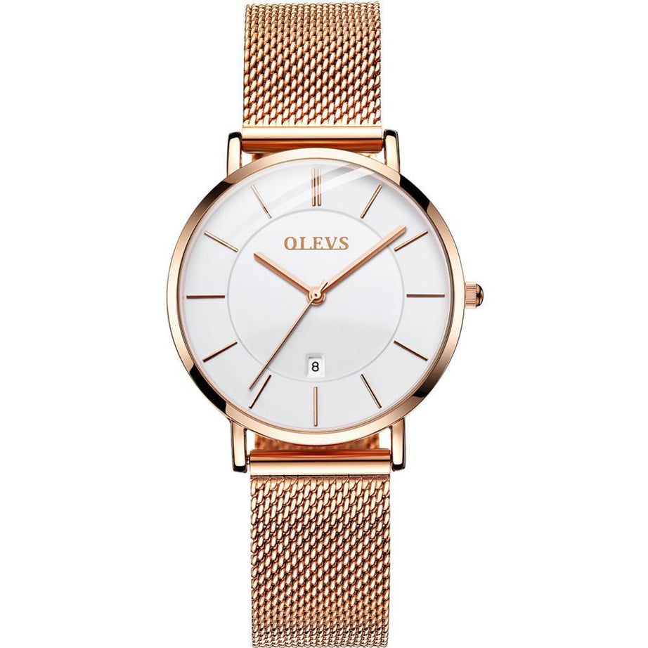 OLEVS Montre de luxe Ultra fine - Rose Or Blanc