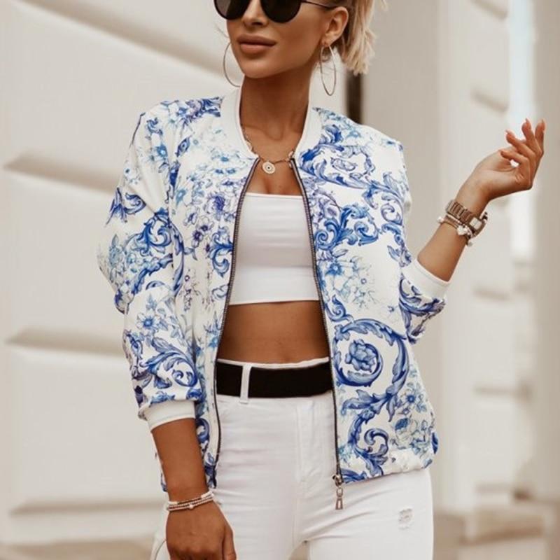 Veste Casual à Fleurs - Bleu