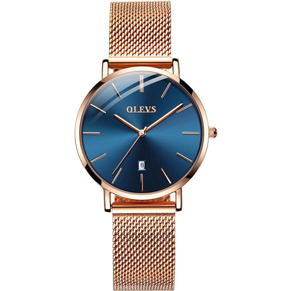 OLEVS Montre de luxe Ultra fine - Rose Or Bleu