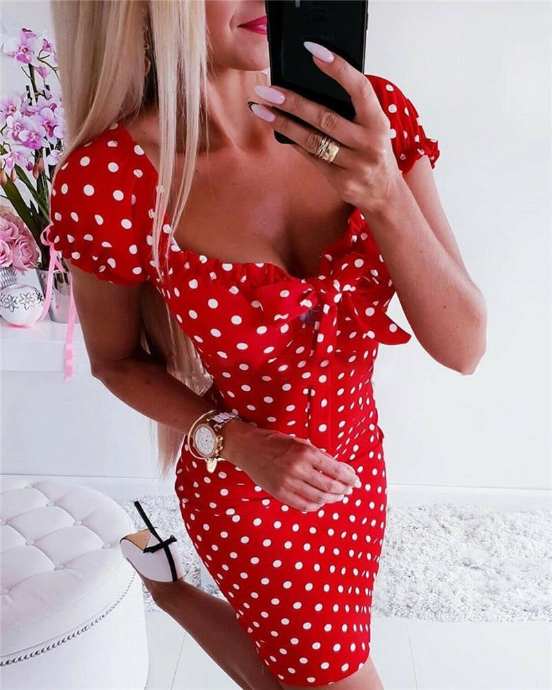 Robe Féminine à Pois - Red