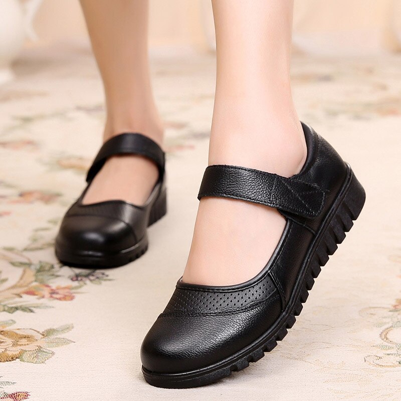 Mocassins plats en cuir orthopédique pour femmes
