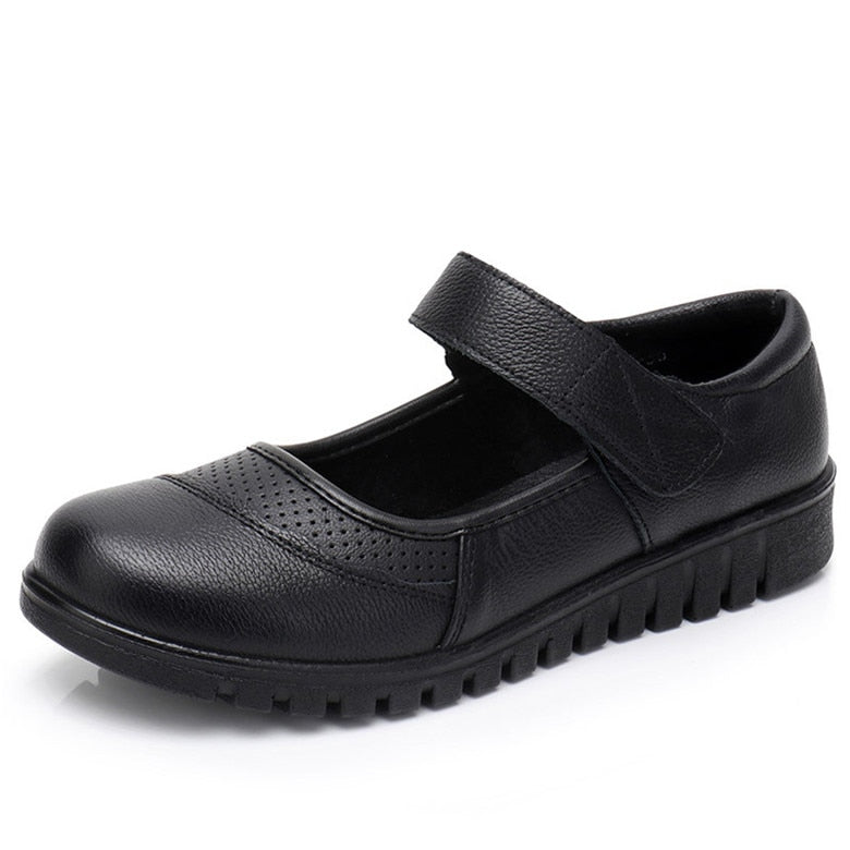 Mocassins plats en cuir orthopédique pour femmes