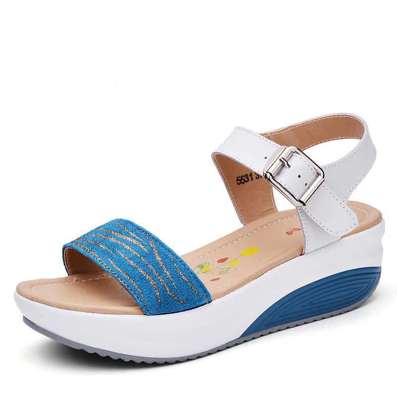 Chaussures orthopédiques compensées en cuir véritable pour femmes - Honory