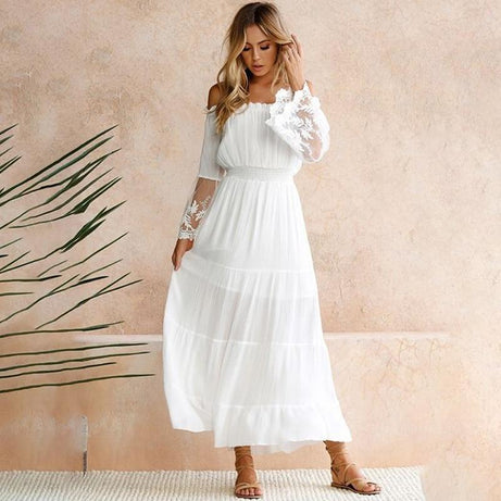 Robe Longue Col Bardot - S