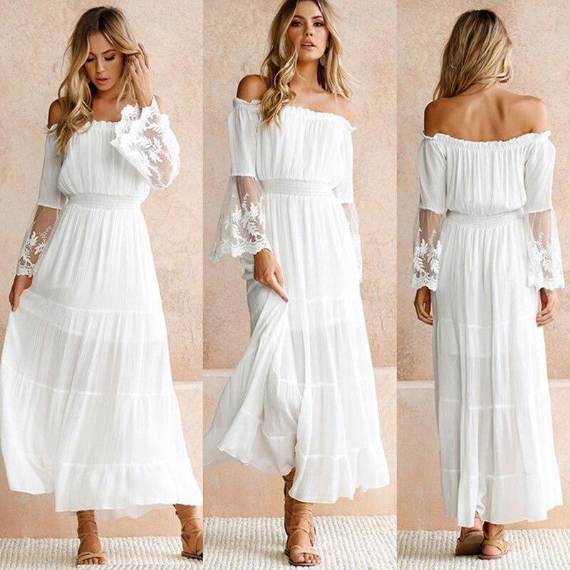Robe Longue Col Bardot - S