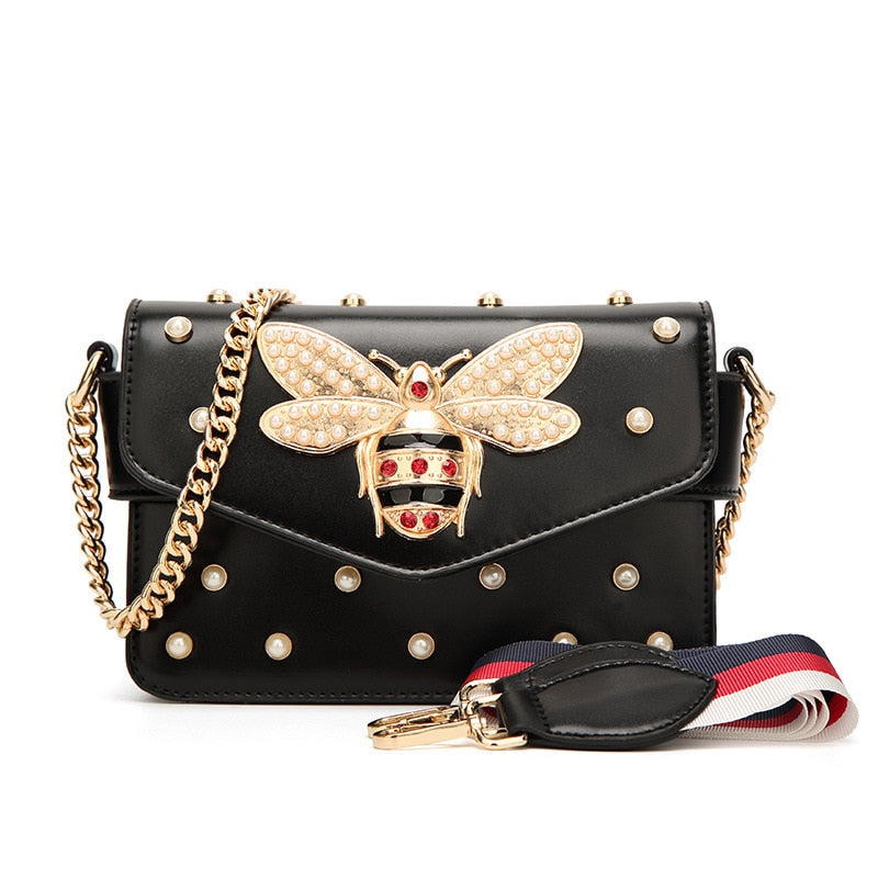 Bee beaded shoulder bag