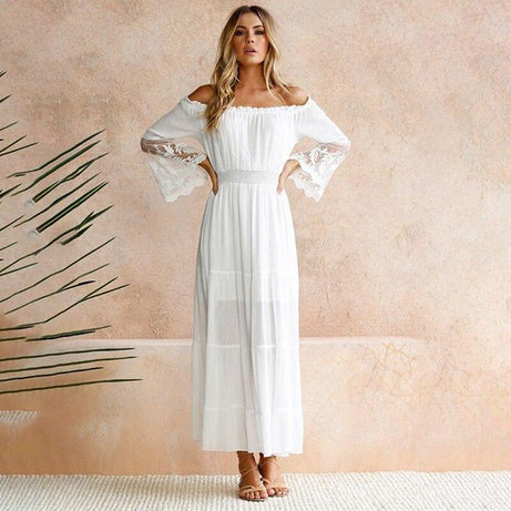 Robe Longue Col Bardot - S