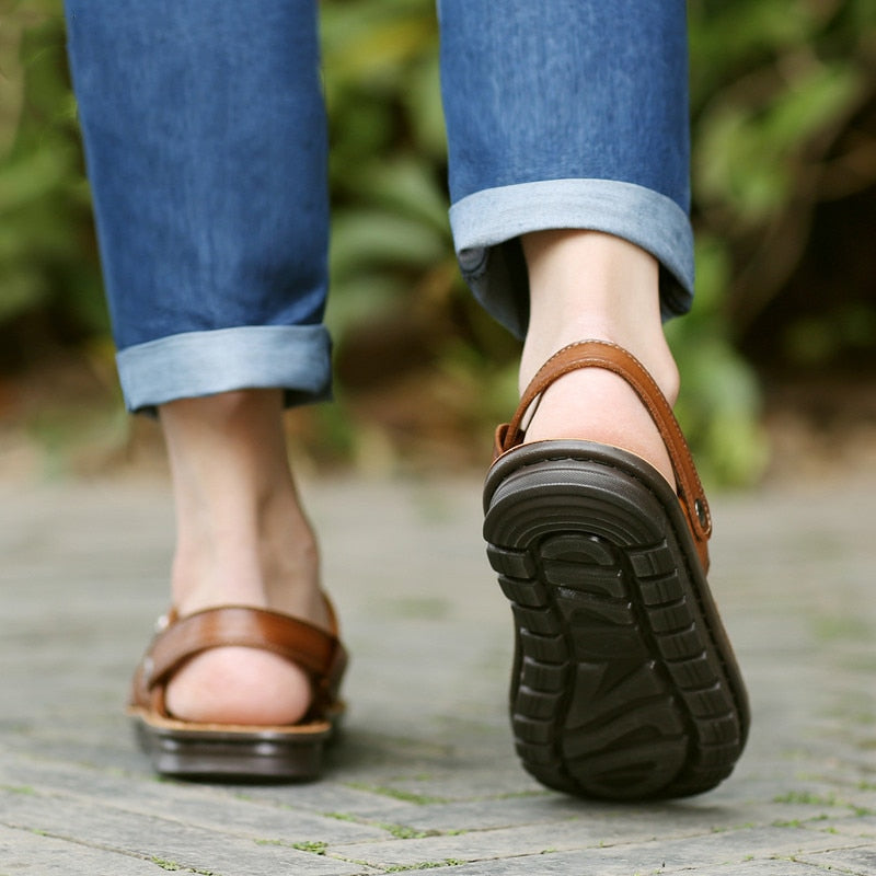 Sandales de plage en cuir pour hommes - Nivao