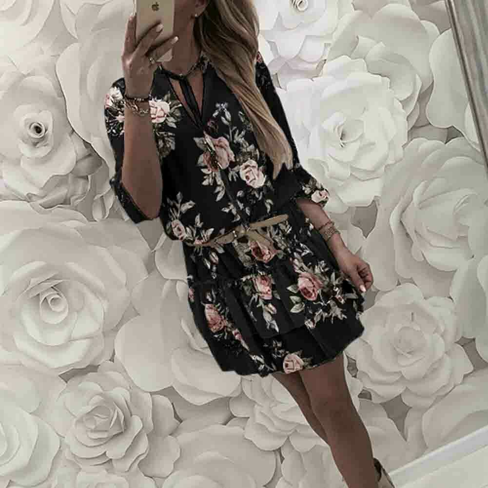 Robe Vintage Imprimé Floral - Noir