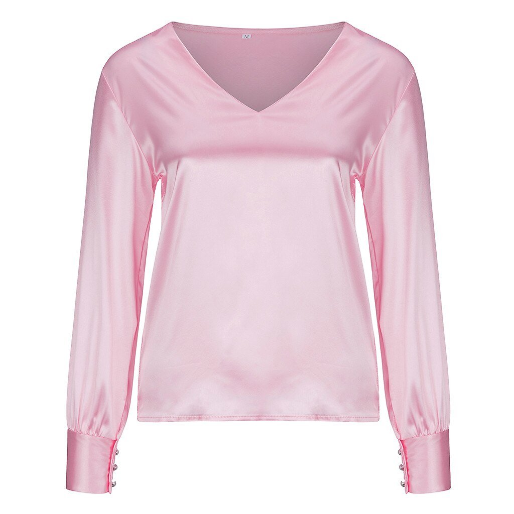 MODACHIC - Chemisier en satin manches longues élégant femme blouse rouge -