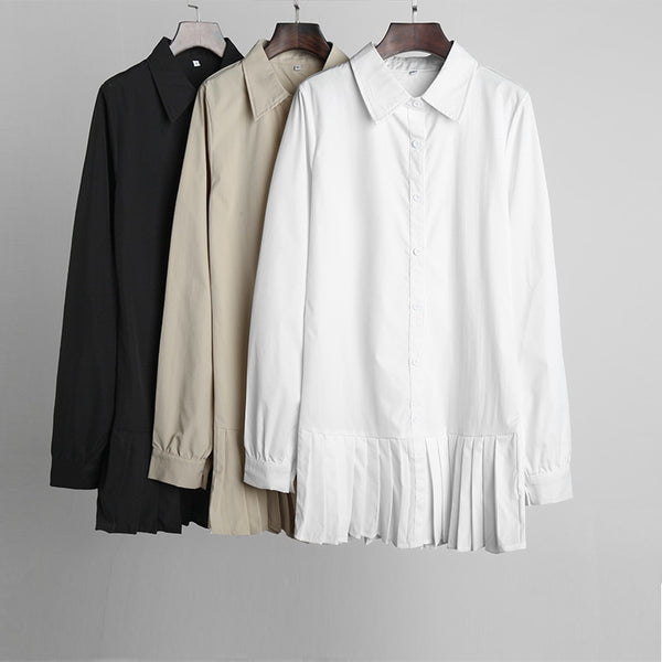 Weißes, plissiertes Hemdkleid von Shara