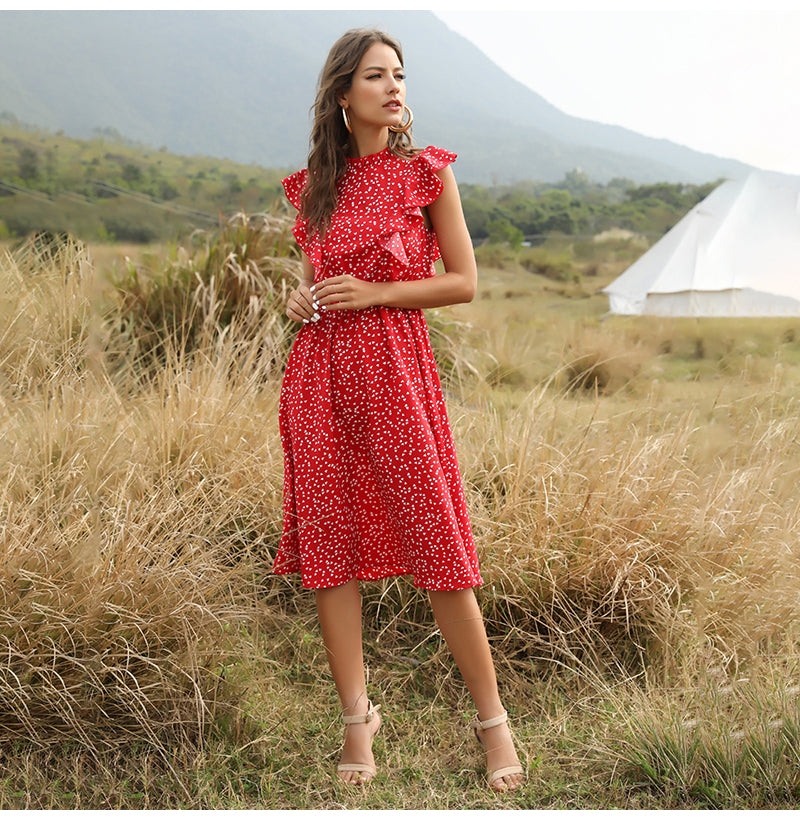 Schickes rotes Bohemian-Kleid