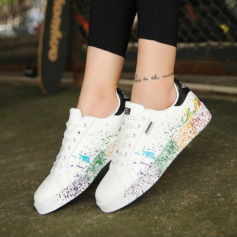 Baskets basses pour femmes Imprimé graffiti coloré - Noir