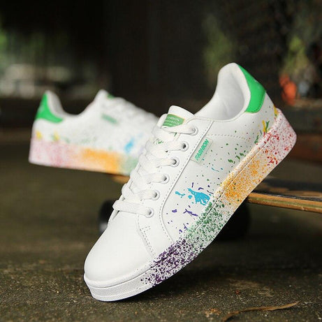 Baskets basses pour femmes Imprimé graffiti coloré - Vert