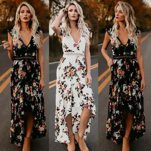 Sexy Vintage-Maxikleid mit Fiesta-Blumendruck