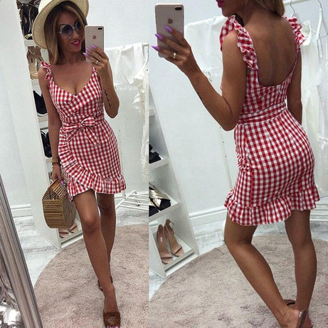 Petite robe à carreaux - Bleu