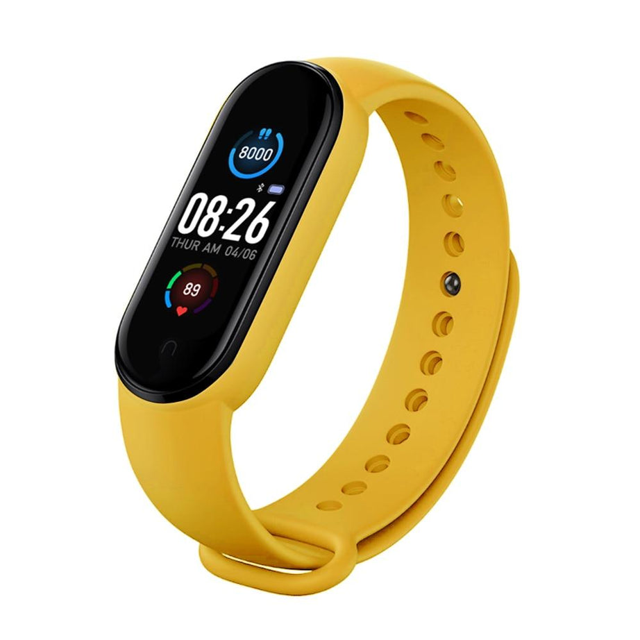 Bracelet fitness avec cardiofréquencemètre, tracker, bluetooth - Jaune