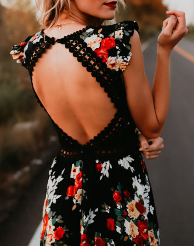 Sexy Vintage-Maxikleid mit Fiesta-Blumendruck