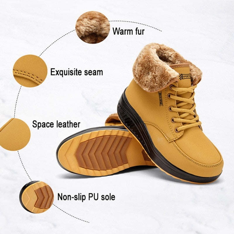 Bottes en coton à bascule en peluche pour femmes
