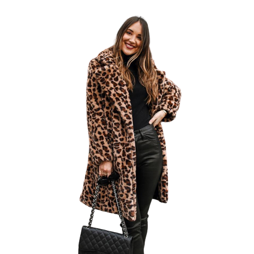 Mantel aus Kunstfell mit Leopardenmuster
