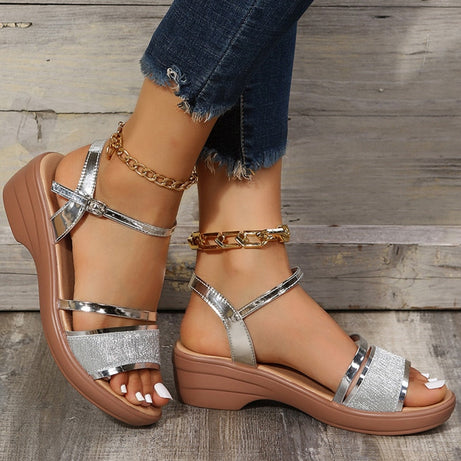Gladiator-Sandalen mit Keilabsatz für Damen – Pyrti