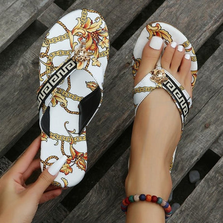 Sandales plates imprimées pour femmes - Plip