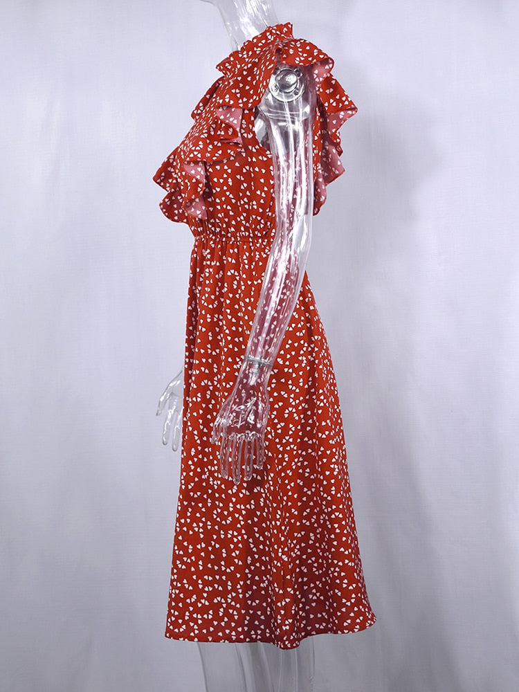 Schickes rotes Bohemian-Kleid