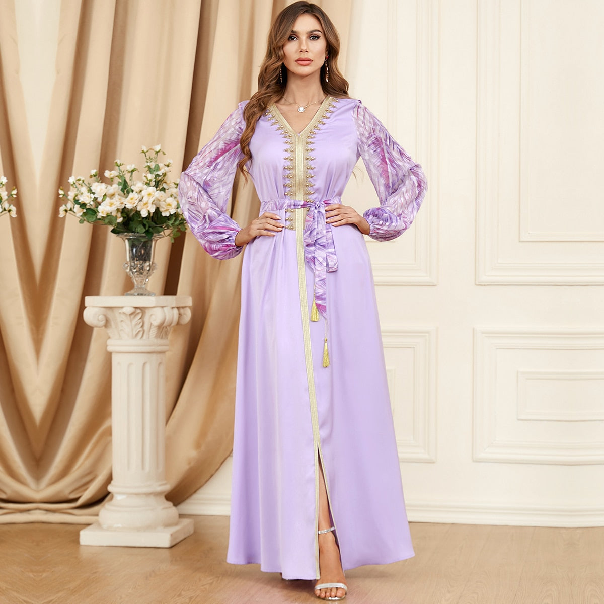 Caftan marocain Fleur de Jasmin - Violet