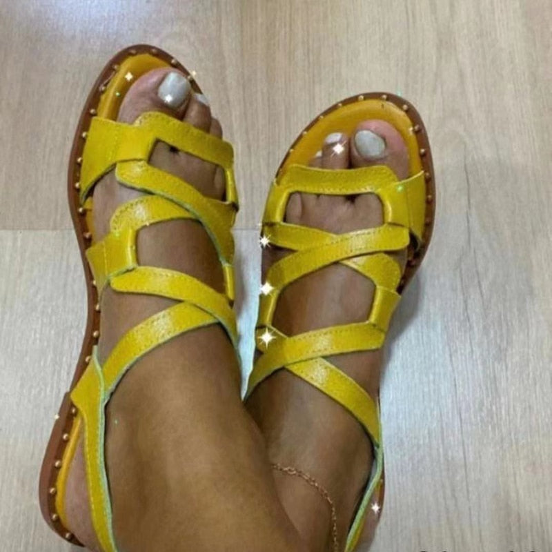 Sandales de gladiateur en cuir PU pour femmes - Amex