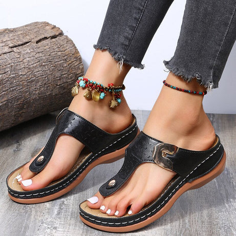 Orthopädische Keilsandalen mit offener Zehenpartie