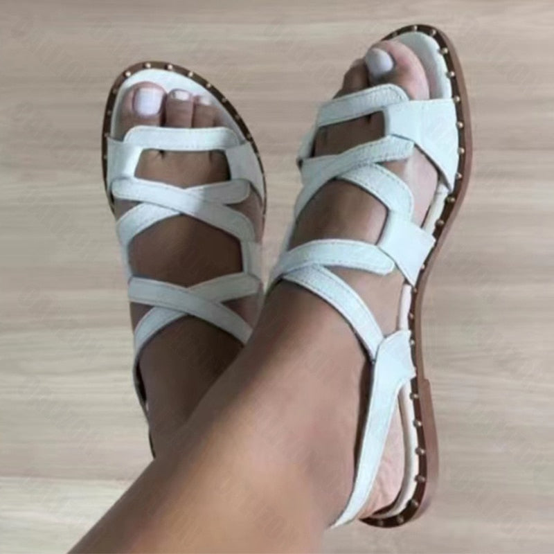Sandales de gladiateur en cuir PU pour femmes - Amex