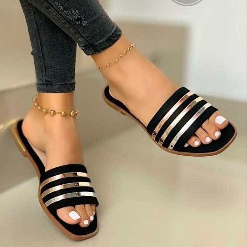 Bequeme, modische, flache Sandalen für Damen – Slipper