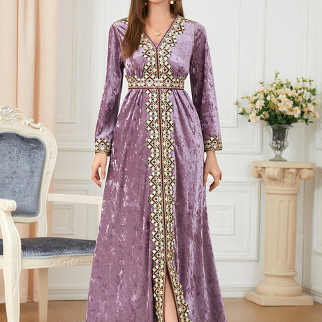 Caftan marocain en velours Rose - L'Impériale