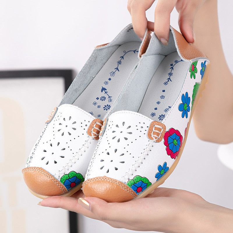 Chaussures orthopédiques en cuir fendu sans lacet pour Femmes - Orazia
