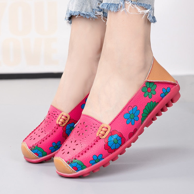 Chaussures orthopédiques en cuir fendu sans lacet pour Femmes - Orazia