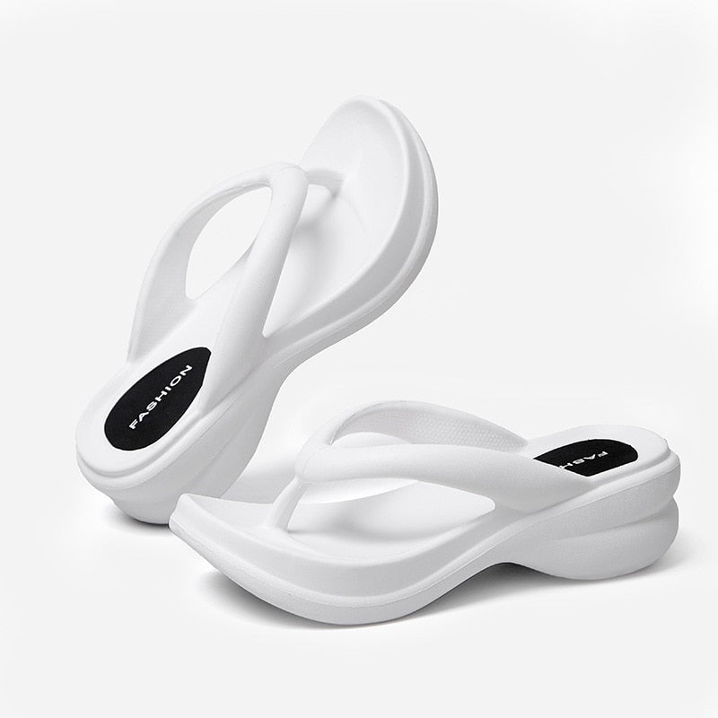 Tongs de plage à talons compensés pour femmes - Synda