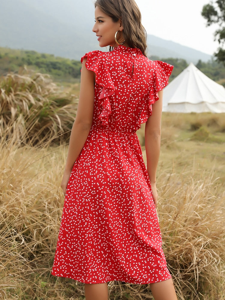 Schickes rotes Bohemian-Kleid