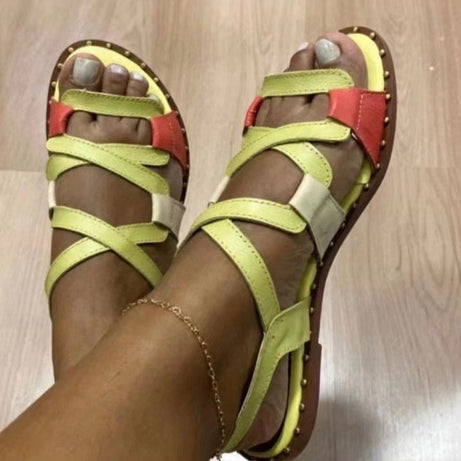 Sandales de gladiateur en cuir PU pour femmes - Amex