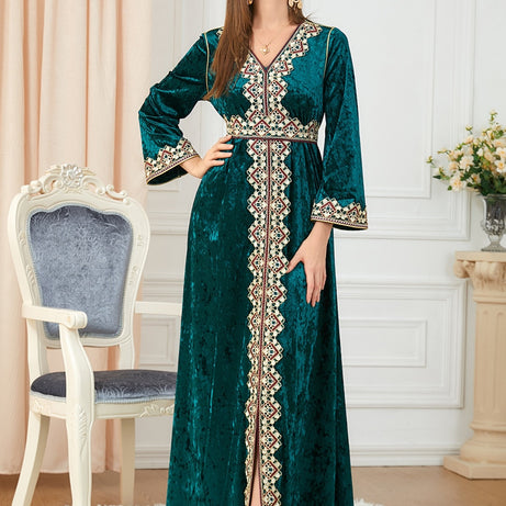 Caftan marocain en velours vert - L'Impériale