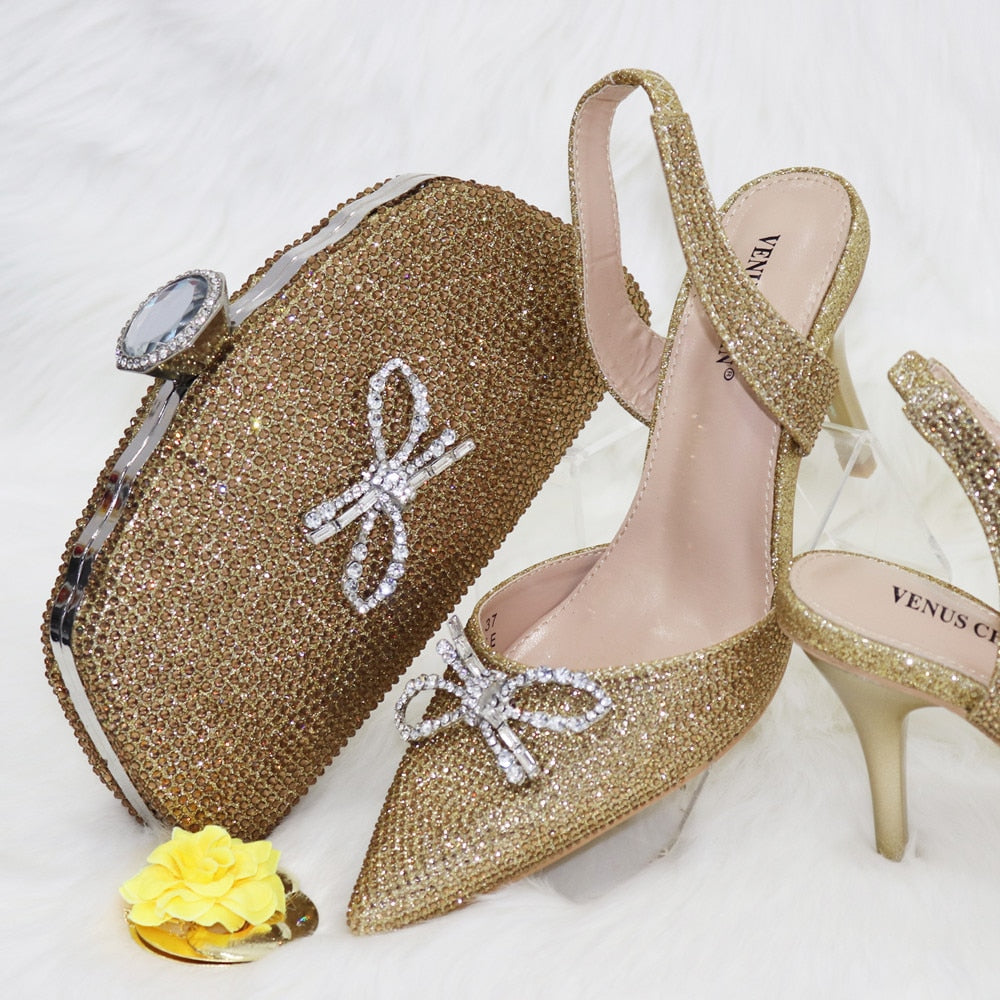 Women's Sequined Shoe and Bag Set