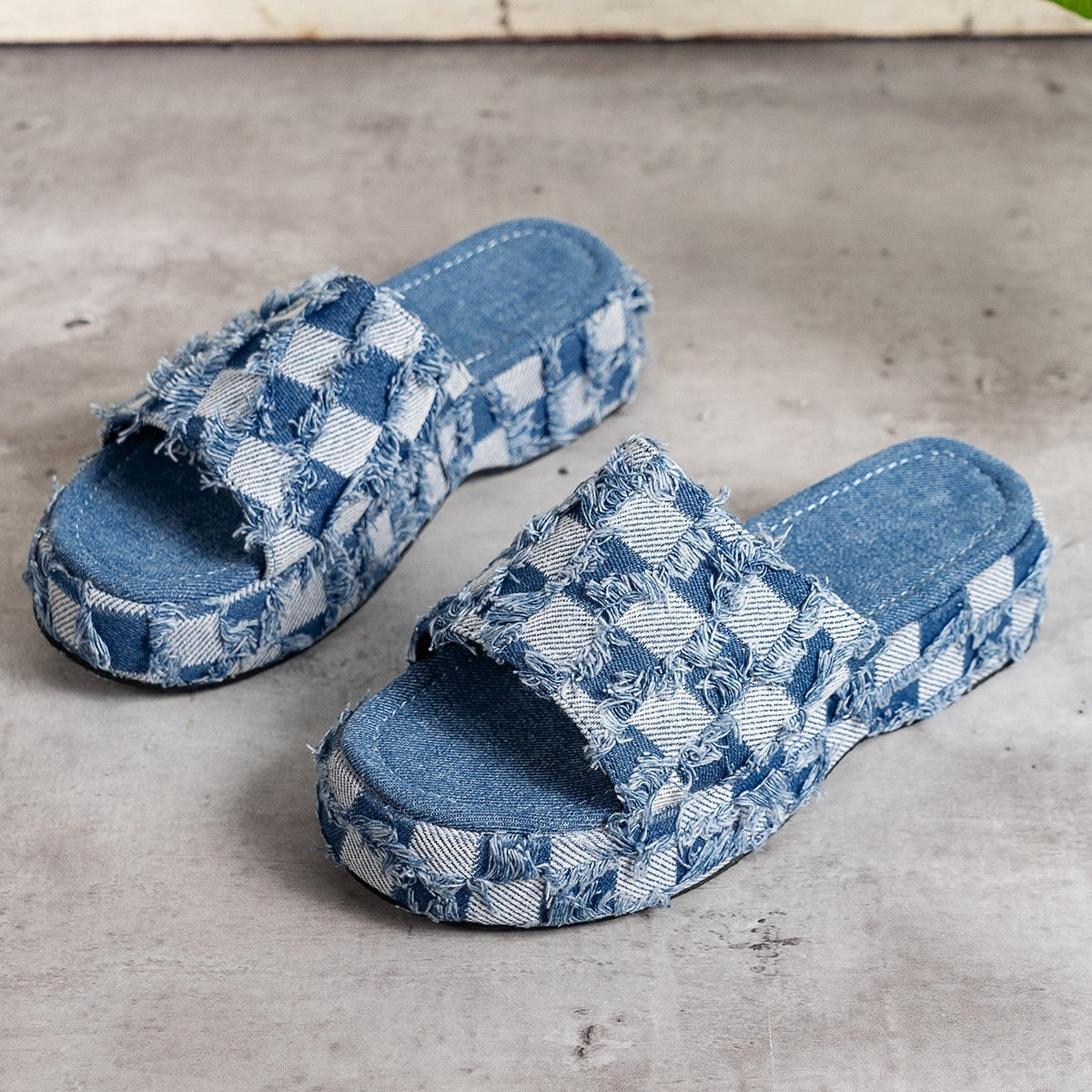 Sandales en Denim à semelles épaisses pour femmes - Carryz