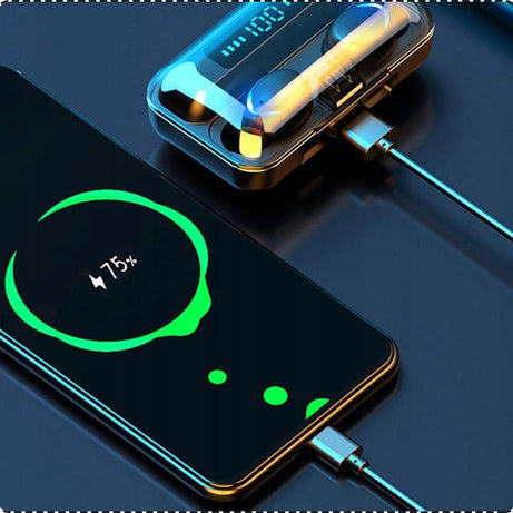 Écouteurs Bluetooth Sans Fil 5.1 + Casque PowerBank - Noir