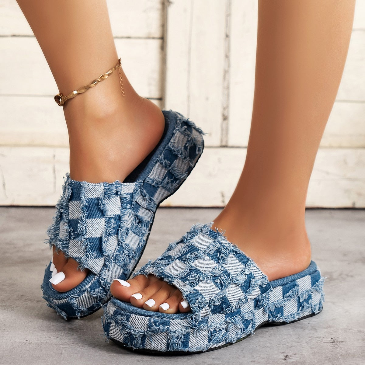 Sandales en Denim à semelles épaisses pour femmes - Carryz