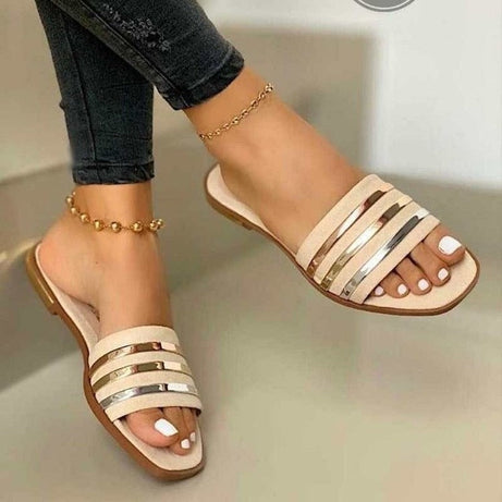 Bequeme, modische, flache Sandalen für Damen – Slipper