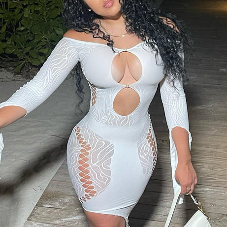 Mini robe moulante à manches pour Femme - Lifting